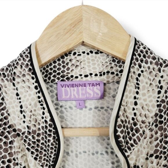 Vintage Vivienne Tam Silk Blend Slinky Jersey Knit Wrap Dress in Snakeskin Print - Picture 7 of 11